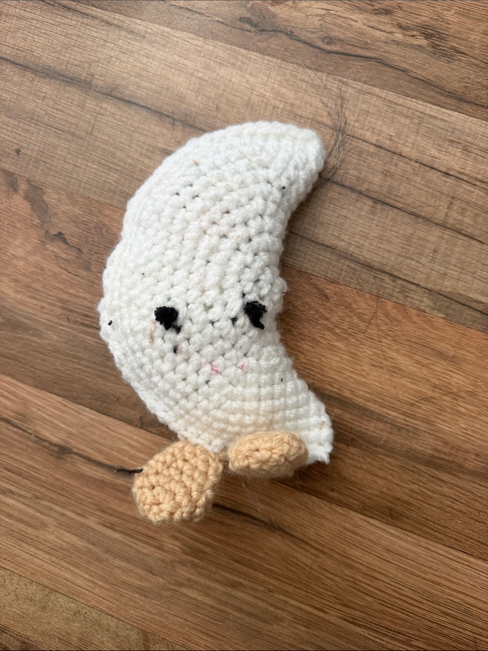 Handmade White Crochet Moon jellycat Toy with legs